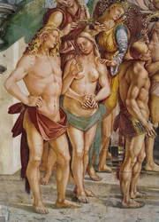 Pareja coronada por un ángel, (detalle) de 